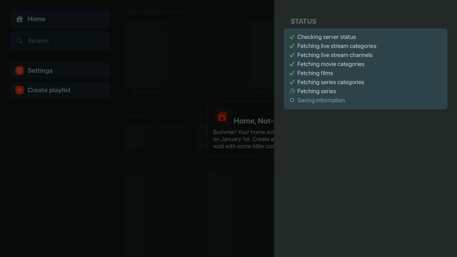UHF loading playlist and EPG